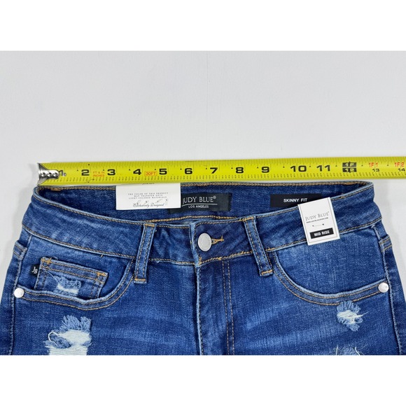 Judy Blue Mid Rise Skinny Fit Distressed Ripped Blue Jeans‎ Womens Size 3/26 NWT - Picture 5 of 11